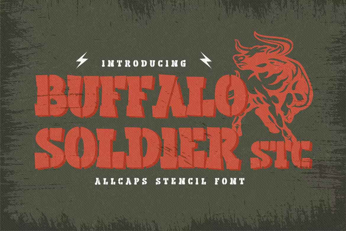 Buffalo Soldier Stencil - Bold Slab Stencil